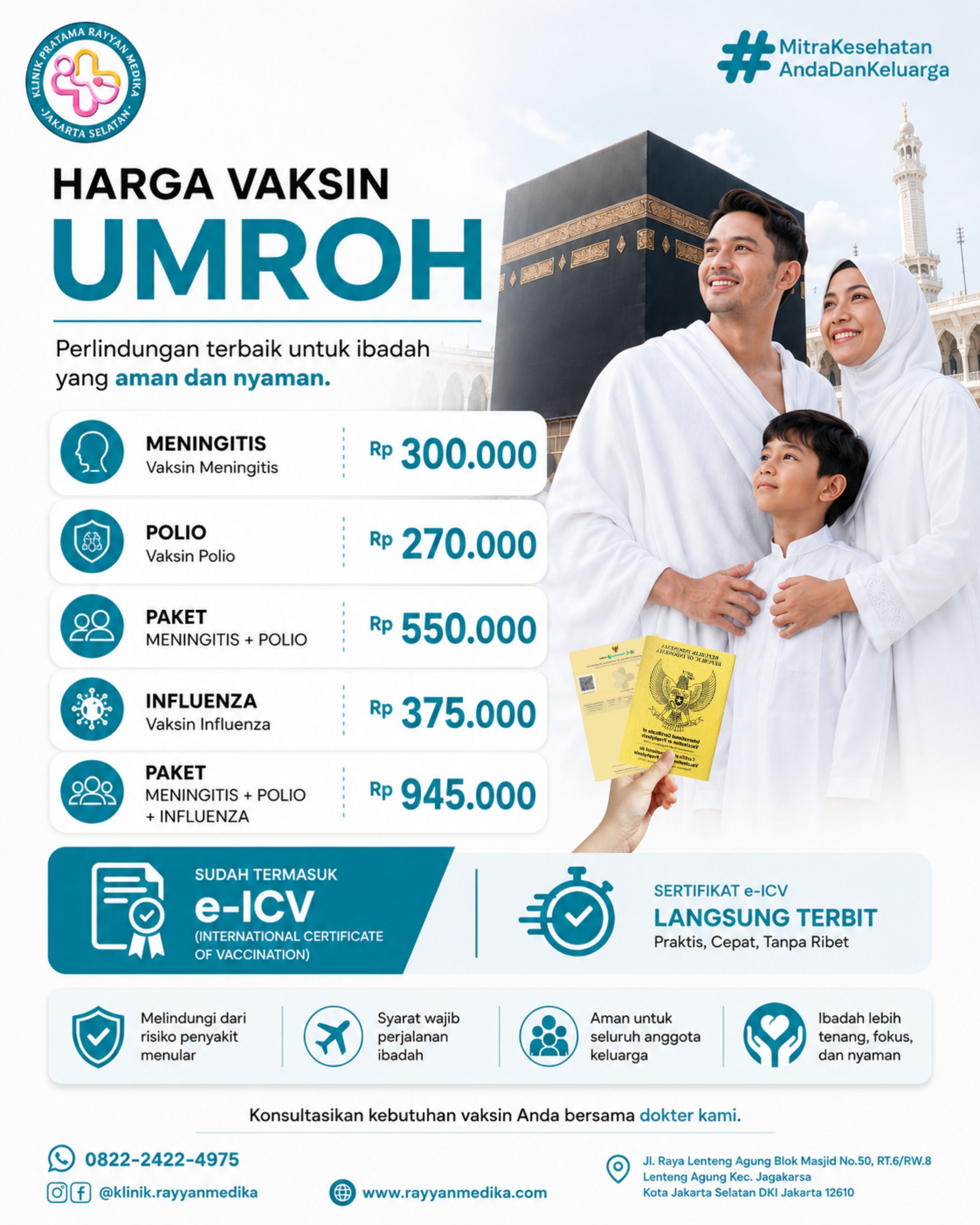 Vaksin Umroh & Meningitis Jakarta Selatan Terdekat | Klinik Rayyan Medika